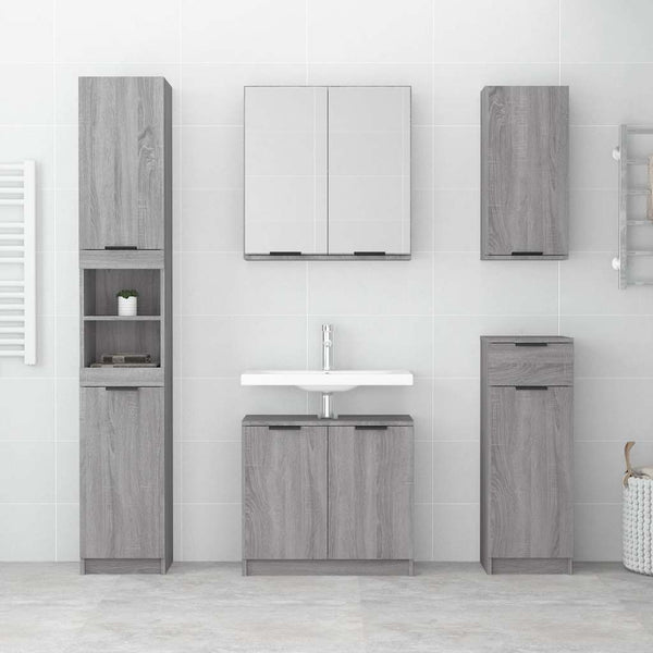 Badschrank Grau Sonoma 32x34x188,5 cm