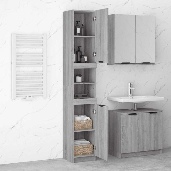 Badschrank Grau Sonoma 32x34x188,5 cm