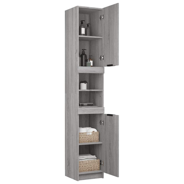 Badschrank Grau Sonoma 32x34x188,5 cm