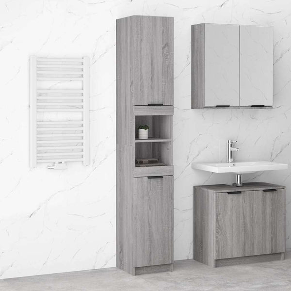 Badschrank Grau Sonoma 32x34x188,5 cm