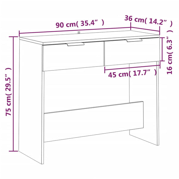Konsolentisch Grau Sonoma 90x36x75 cm