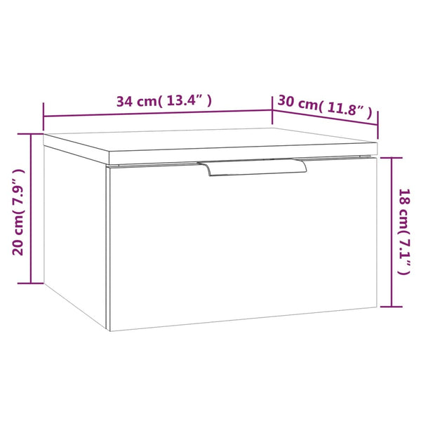 Wand-Nachttische Grau Sonoma 2er-Set