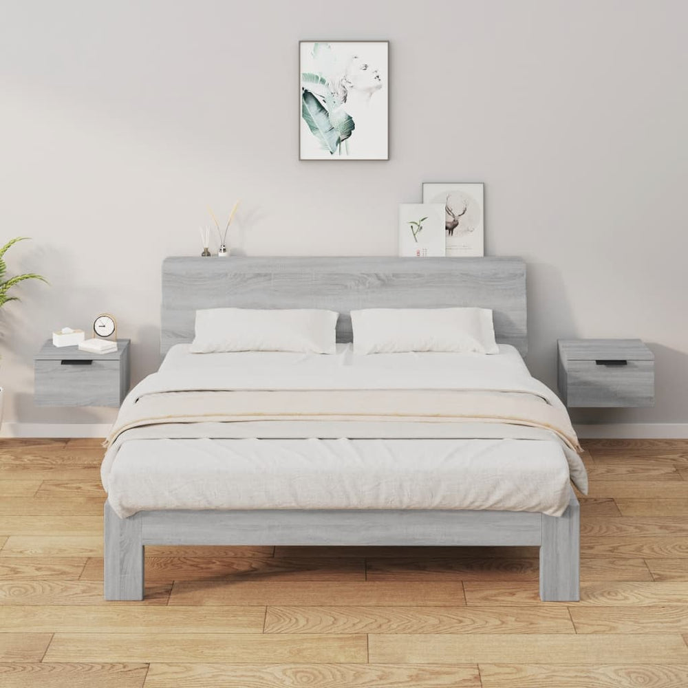 Wand-Nachttische Grau Sonoma 2er-Set
