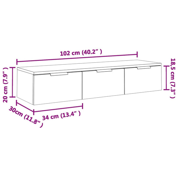 Wandschrank Räuchereiche 102x30x20 cm