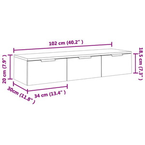 Wandschrank Grau Sonoma 102x30x20 cm
