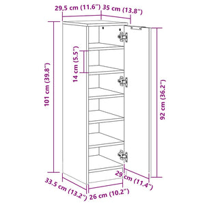 Schuhschrank Räuchereiche 30x35x100 cm