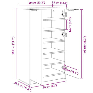 Schuhschrank Grau Sonoma 59x35x100 cm