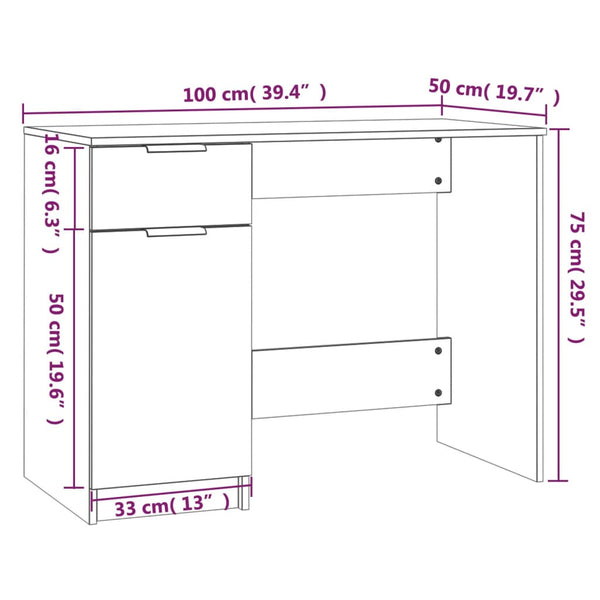 Schreibtisch Grau Sonoma 100x50 cm