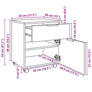 Mobiler Aktenschrank Braun Eichen-Optik