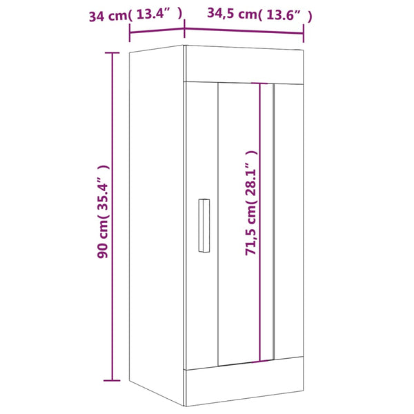 Hängeschrank Grau Sonoma 34,5x34x90 cm