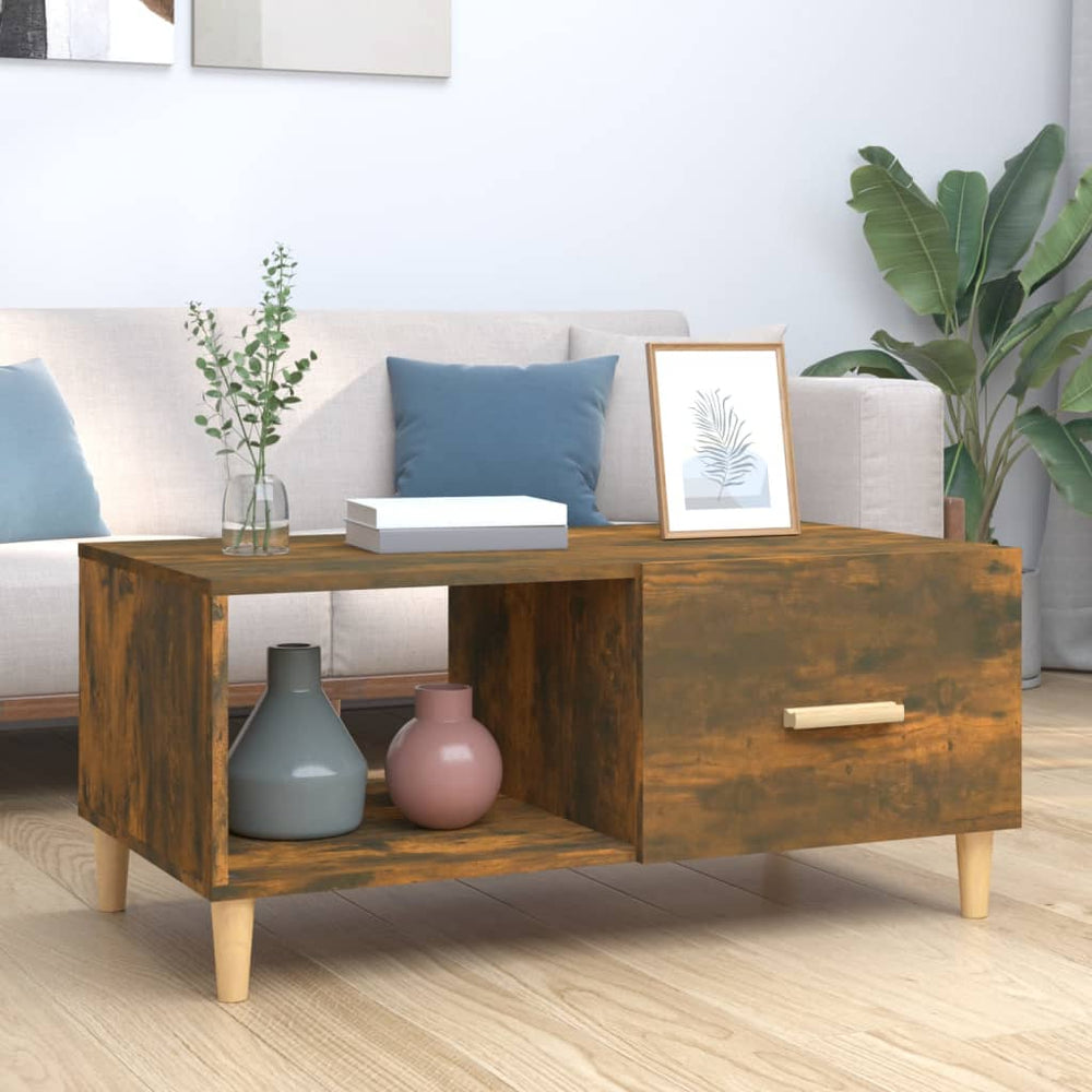 vidaXL Coffee Table Smoked Oak 89.5x50x40 cm Engineered Wood
