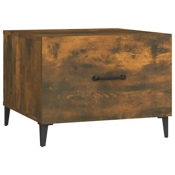 Couchtisch Räuchereiche mit Metallbeinen 50x50 cm