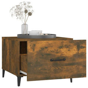 Couchtisch Räuchereiche mit Metallbeinen 50x50 cm