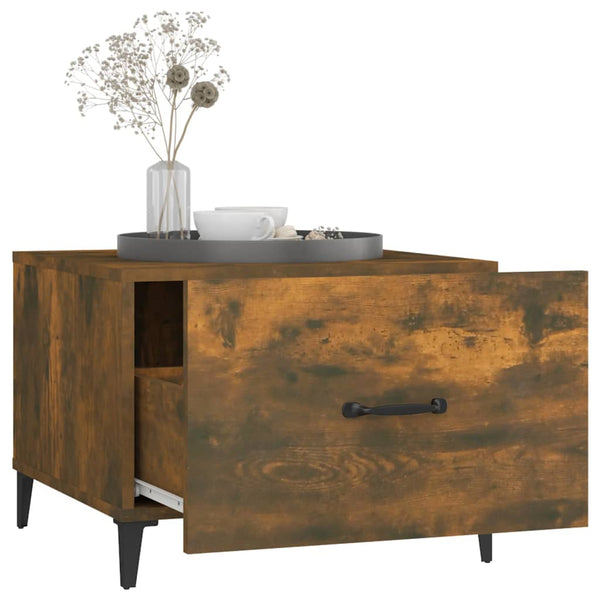 Couchtisch Räuchereiche mit Metallbeinen 50x50 cm