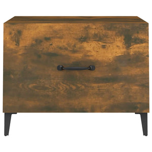 Couchtisch Räuchereiche mit Metallbeinen 50x50 cm