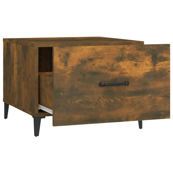Couchtisch Räuchereiche mit Metallbeinen 50x50 cm