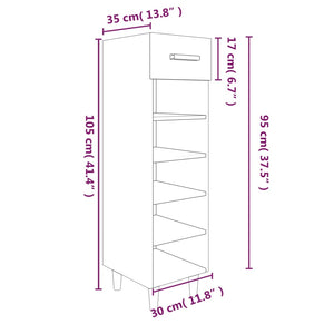 Schuhschrank Räuchereiche 30x35x105 cm