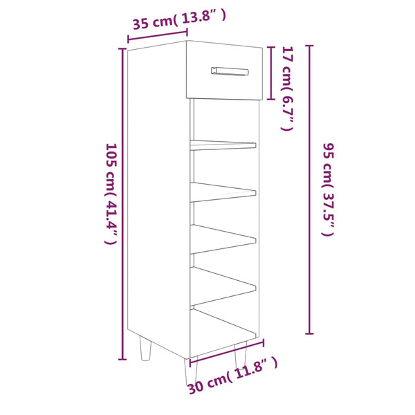 Schuhschrank Räuchereiche 30x35x105 cm