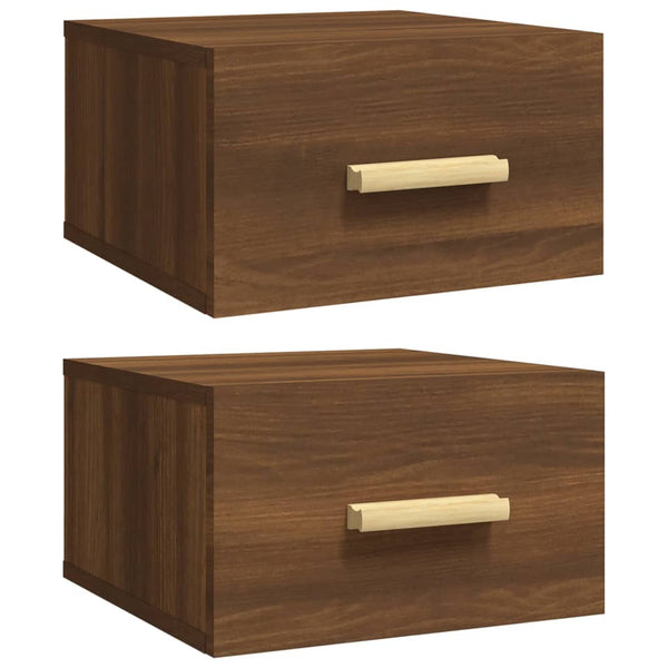 Wand-Nachttische 2er-Set Braun Eichenoptik
