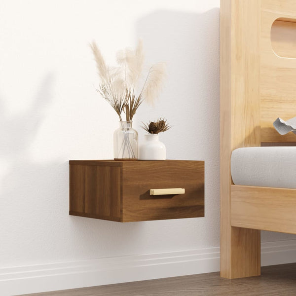 Wand-Nachttische 2er-Set Braun Eichenoptik
