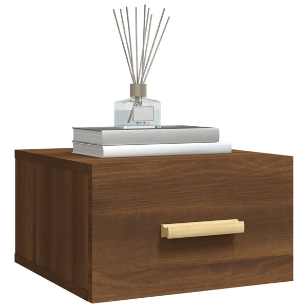 Wand-Nachttische 2er-Set Braun Eichenoptik