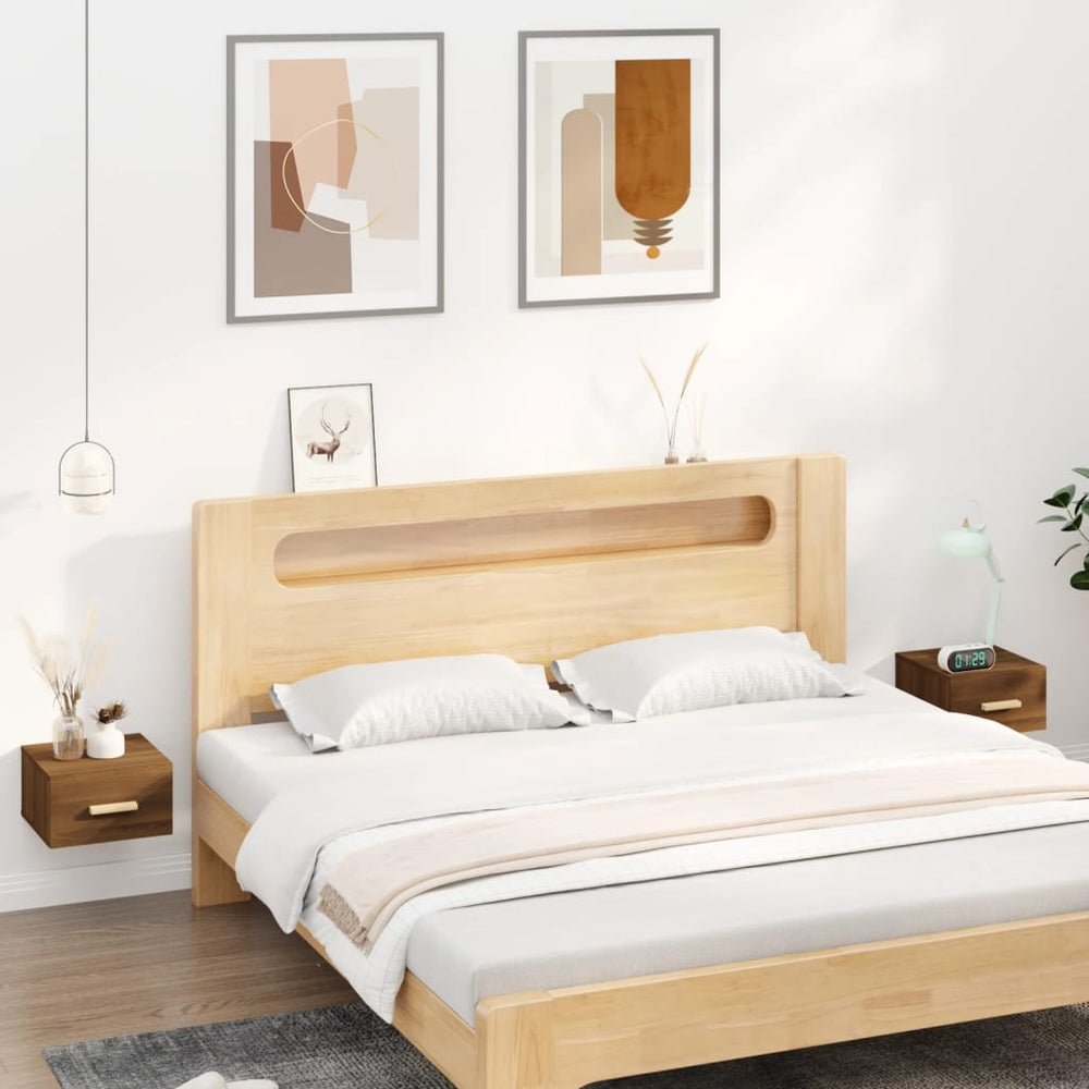 Wand-Nachttische 2er-Set Braun Eichenoptik