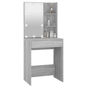 Schminktisch mit LED Grau Sonoma 60x40x140 cm