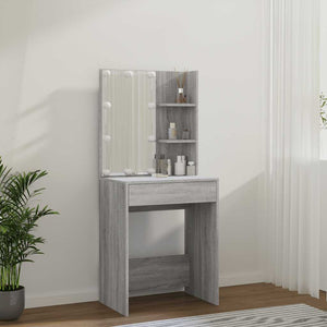 Schminktisch mit LED Grau Sonoma 60x40x140 cm
