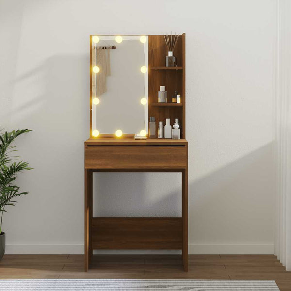 Schminktisch mit LED Braun Eichen-Optik