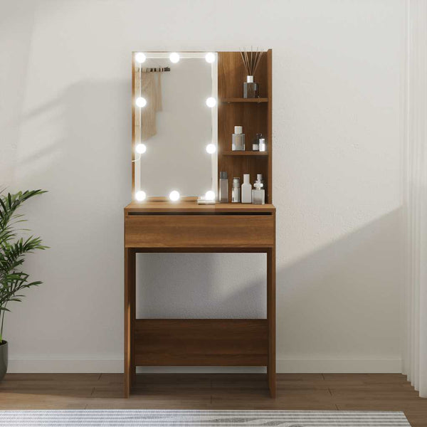 Schminktisch mit LED Braun Eichen-Optik