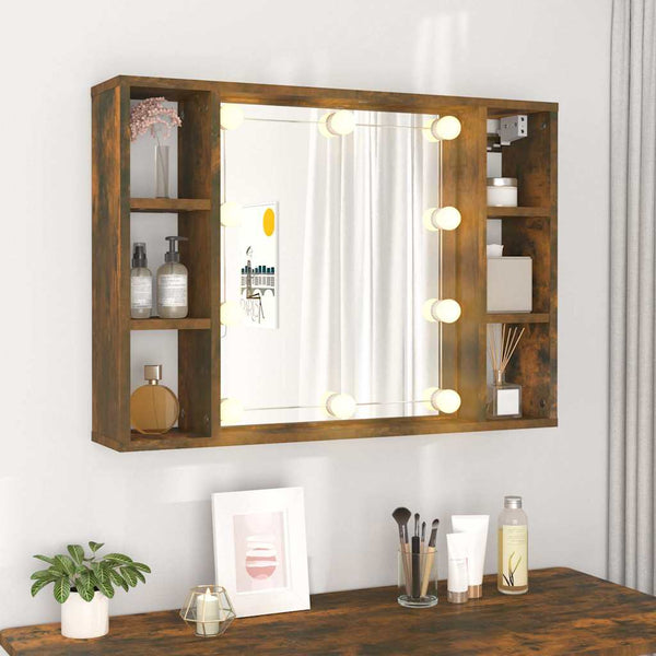 LED Spiegelschrank Räuchereiche 76 cm