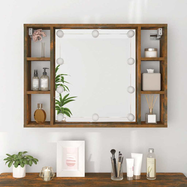 LED Spiegelschrank Räuchereiche 76 cm