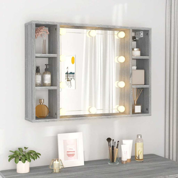 LED Spiegelschrank Grau Sonoma 76x55 cm