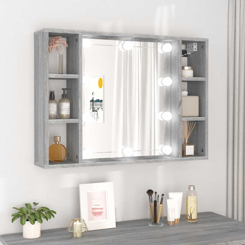 LED Spiegelschrank Grau Sonoma 76x55 cm
