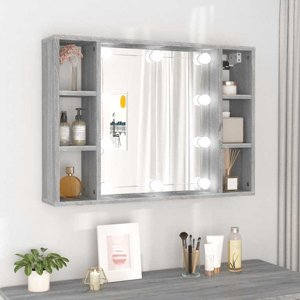 LED Spiegelschrank Grau Sonoma 76x55 cm