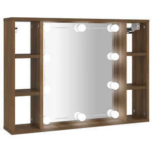 LED Spiegelschrank Braun Eiche 76x55 cm
