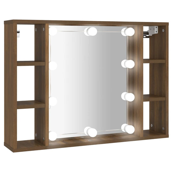 LED Spiegelschrank Braun Eiche 76x55 cm