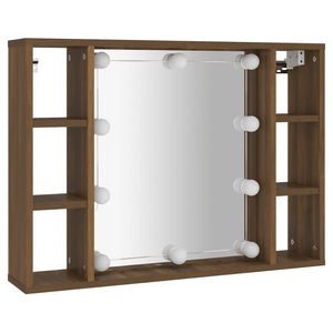 LED Spiegelschrank Braun Eiche 76x55 cm