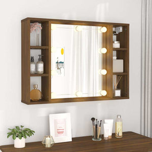 LED Spiegelschrank Braun Eiche 76x55 cm