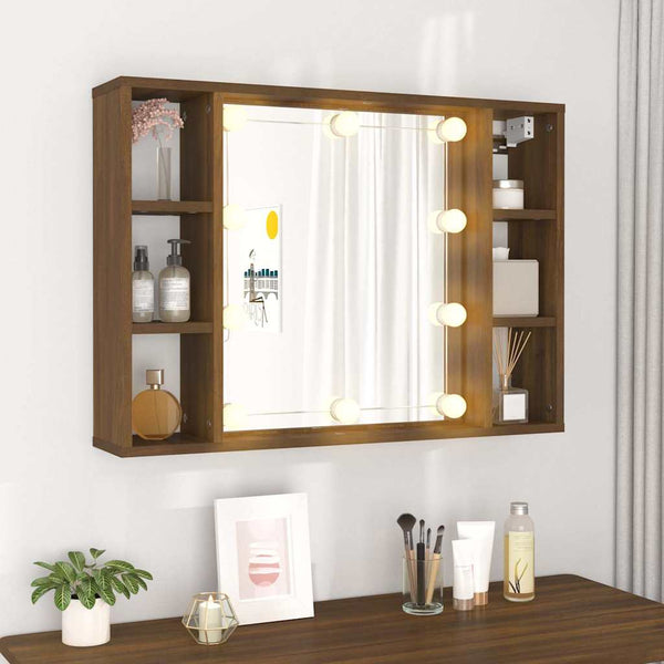 LED Spiegelschrank Braun Eiche 76x55 cm