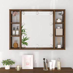 LED Spiegelschrank Braun Eiche 76x55 cm