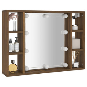 LED Spiegelschrank Braun Eiche 76x55 cm