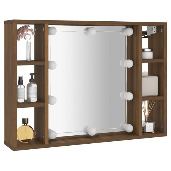 LED Spiegelschrank Braun Eiche 76x55 cm