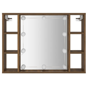 LED Spiegelschrank Braun Eiche 76x55 cm
