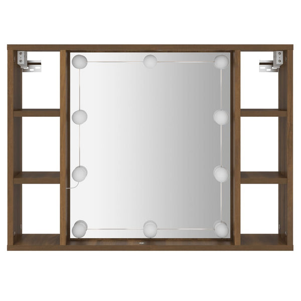 LED Spiegelschrank Braun Eiche 76x55 cm