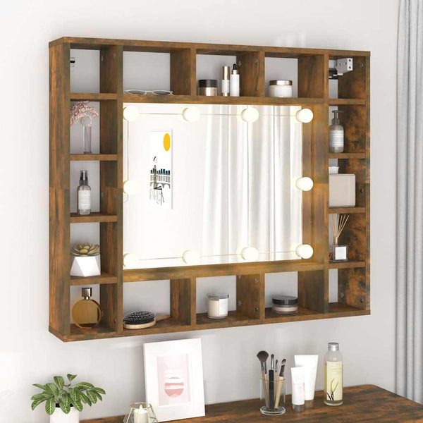 LED Spiegelschrank Räuchereiche 91 cm