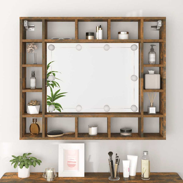 LED Spiegelschrank Räuchereiche 91 cm