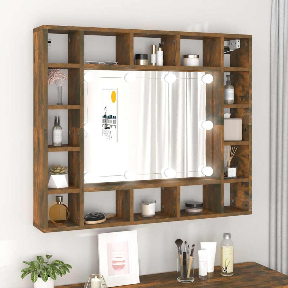 LED Spiegelschrank Räuchereiche 91 cm