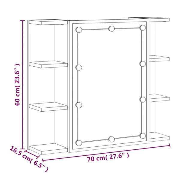 LED Spiegelschrank Räuchereiche 70x60 cm