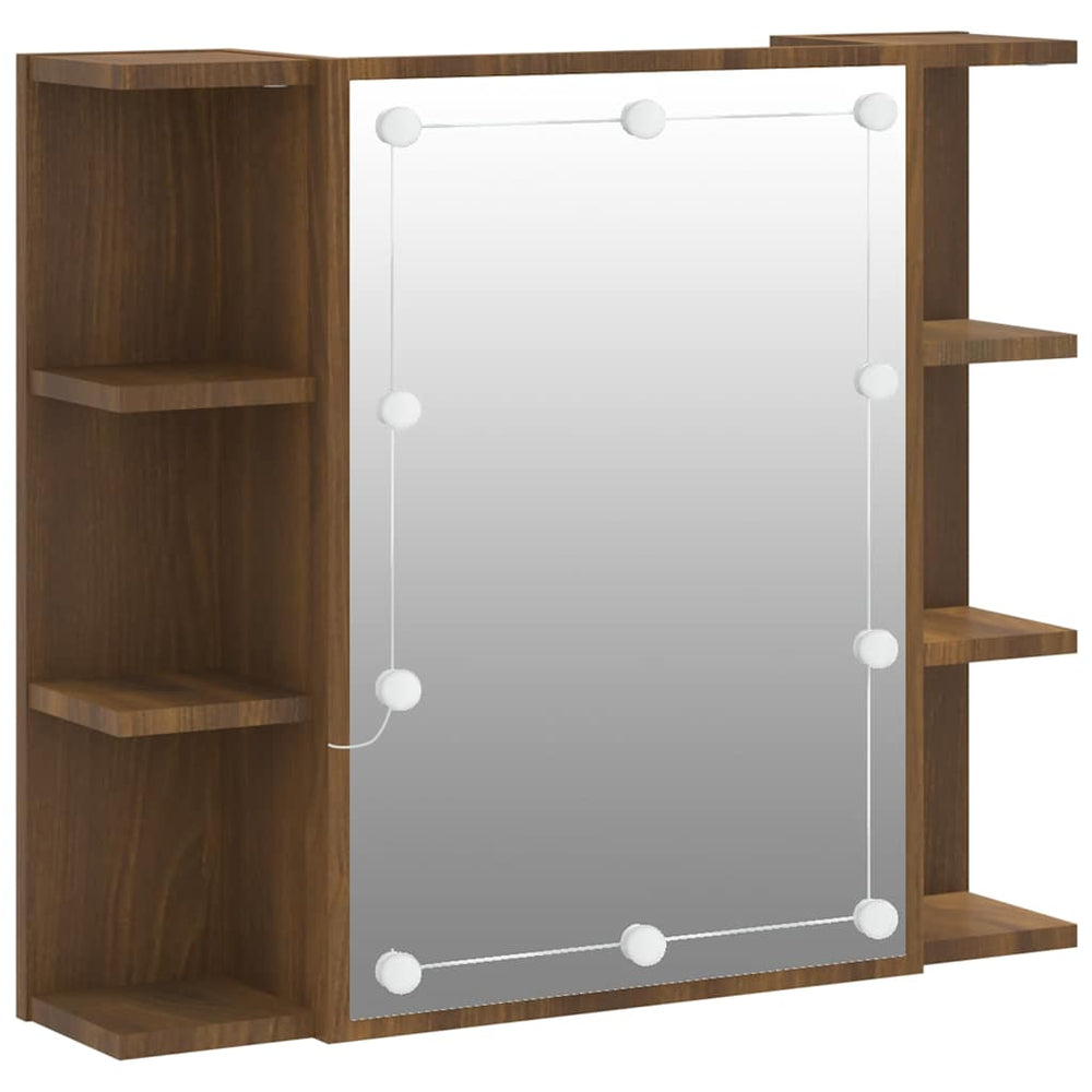LED Spiegelschrank Eiche Braun 70x60 cm
